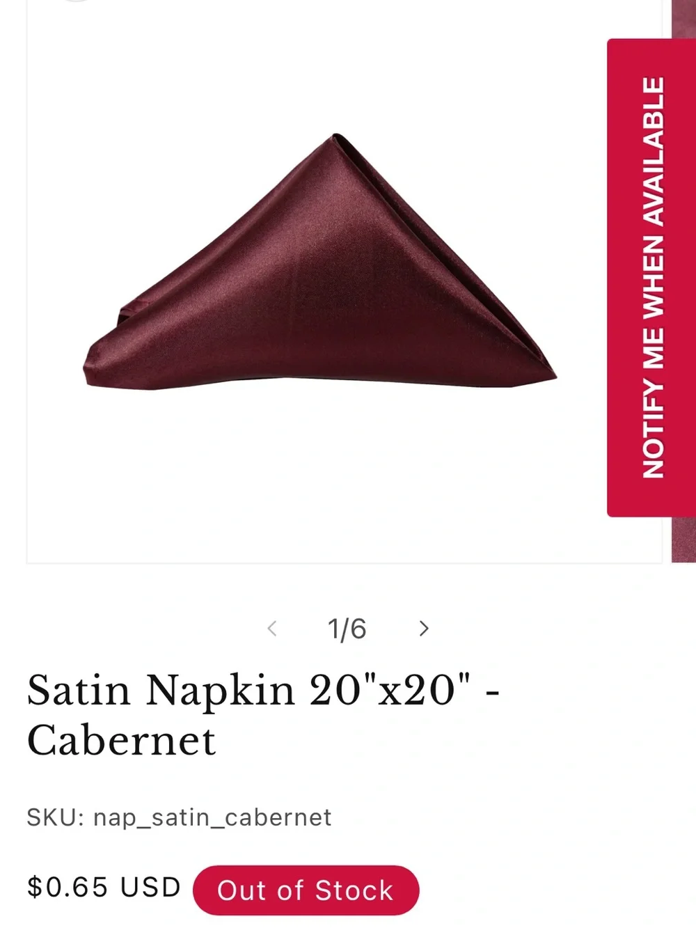 Cabernet Satin Napkins